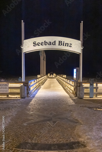 Frozen pier at night Binz, Rügen