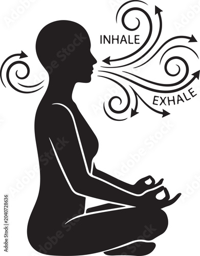 Foto Person meditating with inhale exhale breathing illustration