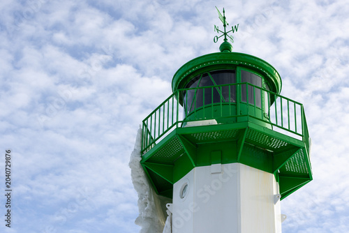 Sassnitz Lighthouse in winter with snow