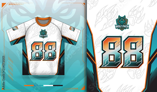 Konstfotografi Wolf Pack Esports Jersey Number 88 White Gaming Uniform Vector Design