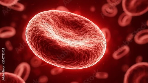 Red Blood Cell Moving In Blood Stream Microscopic Close Up View Medical And Scientific Research Background
