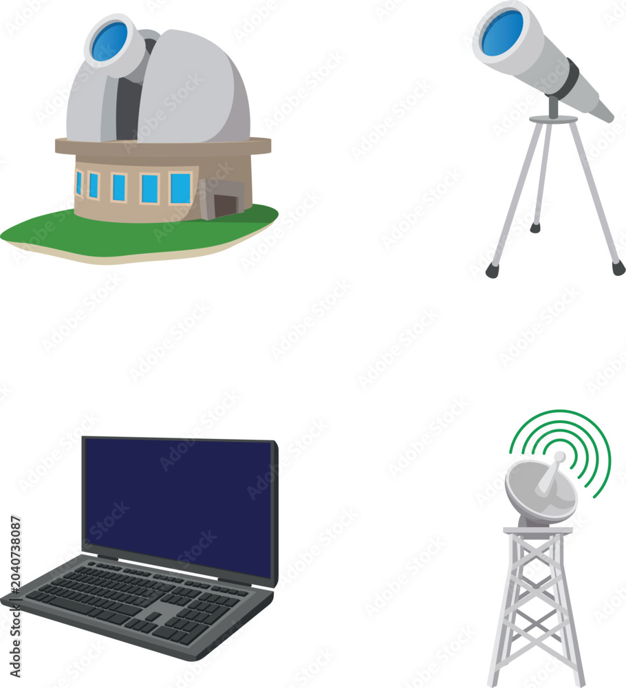 Naklejka premium Exploring space and transmitting data with various science instruments