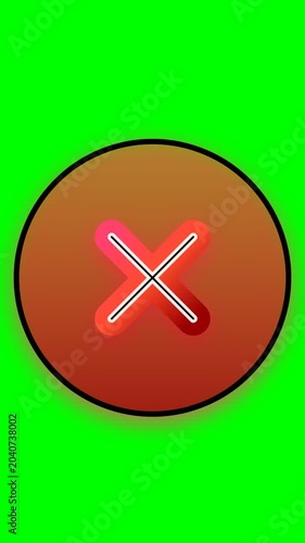 Neon Red X Mark on Gradient Circle Background