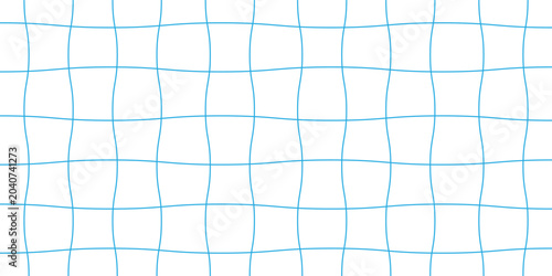 Bild auf Leinwand Abstract blue wavy grid pattern on white background with hand drawn geometric lines and subtle distortion