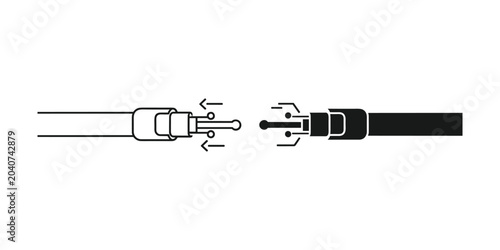 Foto Coaxial connector diagram with male and female parts aligning for connection