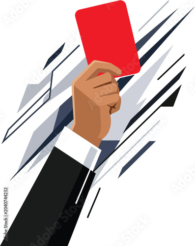 Tableau sur toile Hand holding red card with dynamic lines vector illustration silhouette