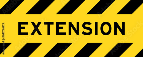 Cuadro en lienzo Yellow and black color with line striped label banner with word extension