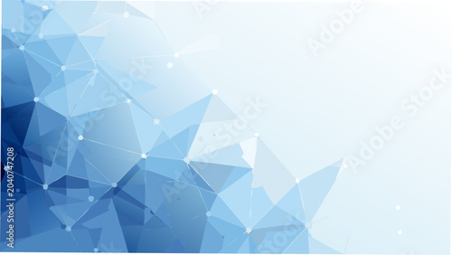 Foto Geometric polygonal network pattern with gradient blue tones and white nodes on