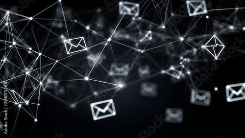 Email Marketing Communication Network with Digital Outreach. Concept: Email marketing, digital communication network, customer engagement, online campaign strategy, business communication, marketing a