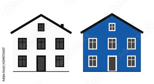 Blue and gray house with windows and doors, style building home roof