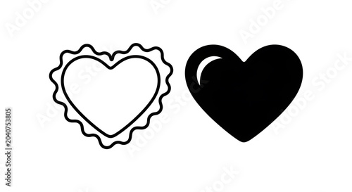 Black heart shape with jagged edges on white background
