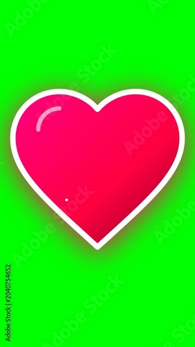 Pink Heart Icon on Green Background