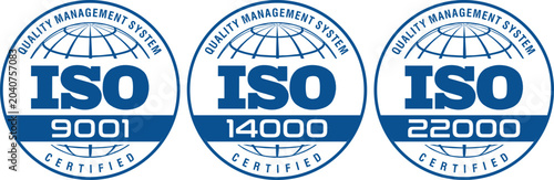 Foto ISO Certification Badge Collection with ISO Standards Quality Management Labels