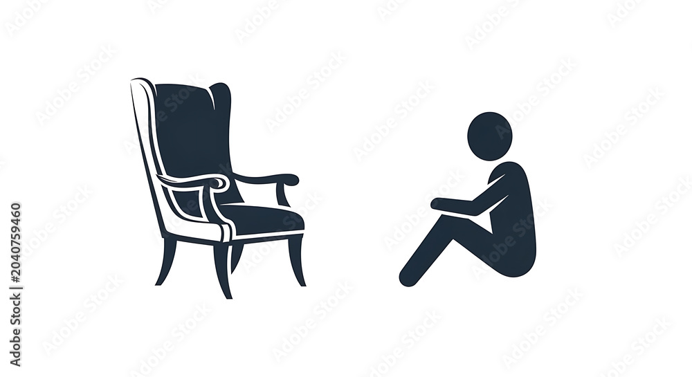 Fototapeta premium Blue silhouette of a person sitting in a modern office chair