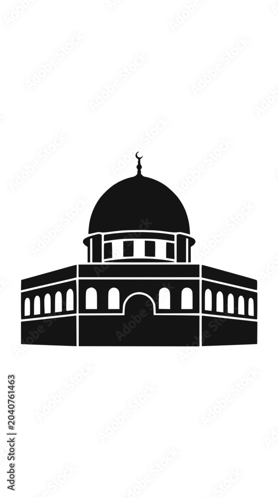 Obraz premium Mosque Silhouette Icon - Islamic Architecture Symbol