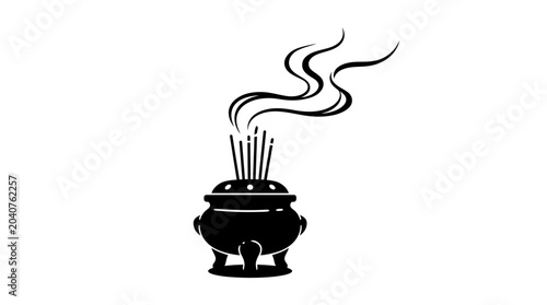 Photos Incense burner with rising smoke.