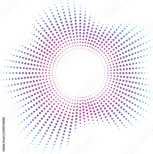 Abstract Blue Halftone Dots Pattern Background with Colorful equalizer Digital Light Effects and Circular Design Elements