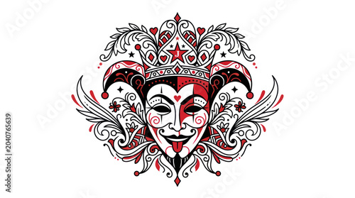 Photos Jester Mask With Ornate Details, Joker Face Design, Carnival Art
