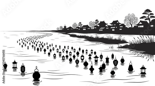 Bild auf Leinwand Many ducks swimming in the water.