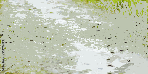 Tableau sur toile Muddy Path Photograph Showing A Wet Earth toned Trail Surface