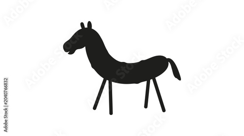 Quadro su tela Black silhouette of a horse standing.