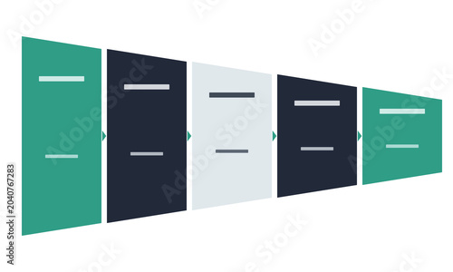 Fotografie Sales pipeline horizontal flow template five stage vector chevron arrow editable