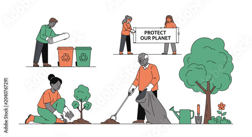 Tableau sur toile People actively participating in environmental protection and sustainability efforts