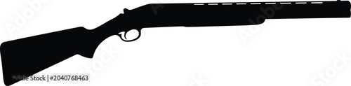 Black silhouette of a long shotgun firearm isolated as a vector icon for hunting and sport shooting design projects representing a classic weapon for target practice