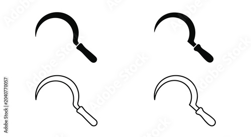 Foto sickle tool line art on white background
