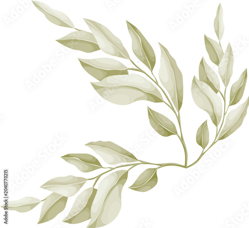 Botanical Corner Accent Illustration for Wedding Invitation Element Decoration