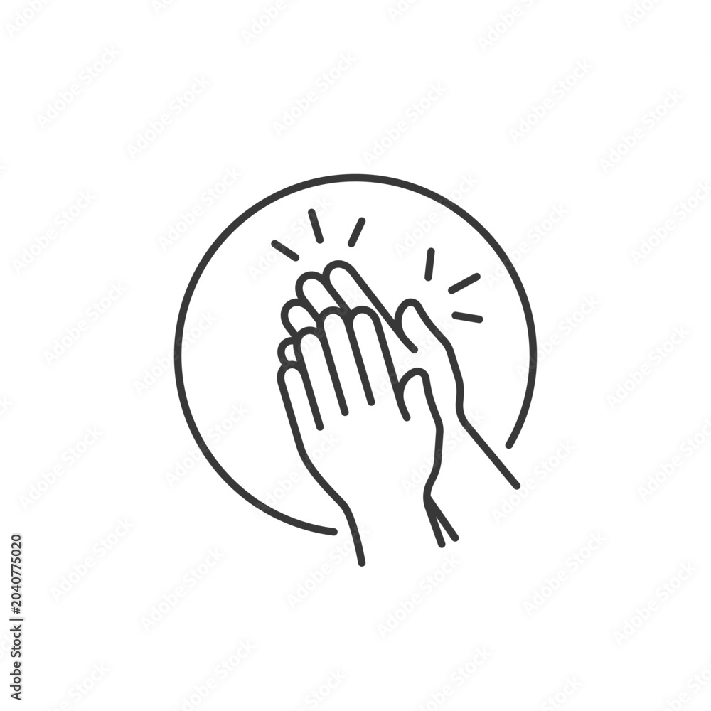 Obraz premium Applause hand gesture logo icon symbolizing appreciation, approval, and celebration, perfect for communication design, branding visuals, and expressive gesture projects.