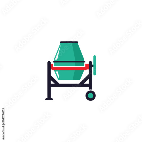 Portable teal concrete mixer for construction projects