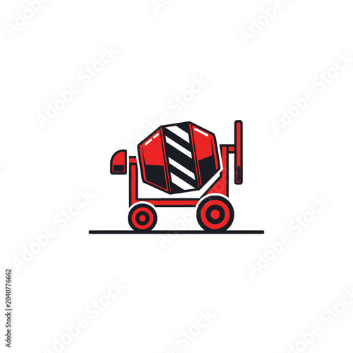 Red portable concrete mixer for construction and building projects