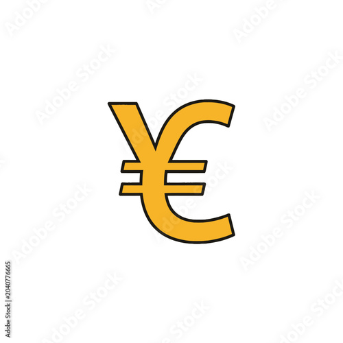 Yellow currency symbol for Japanese yen or Chinese yuan