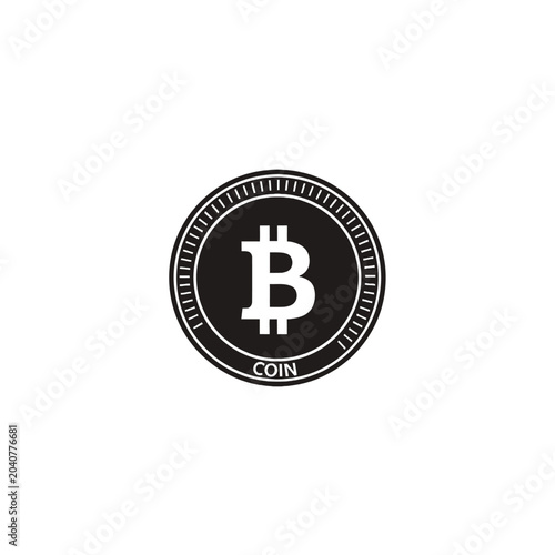 Cryptocurrency digital coin icon with currency symbol