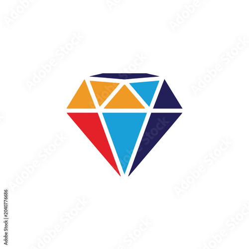 Colorful Geometric Diamond Icon with Vibrant Facets
