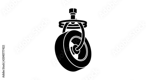 Obraz na płótnie Industrial swivel caster wheel icon on white background
