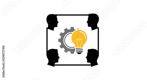 Tableau sur toile Innovation Idea Light Bulb Gear.