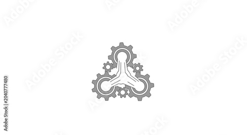 Interlocking gear wheels symbol for engineering and technology