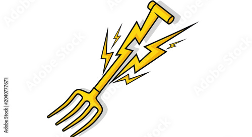 Quadro em tela Golden Pitchfork with Lightning Bolts