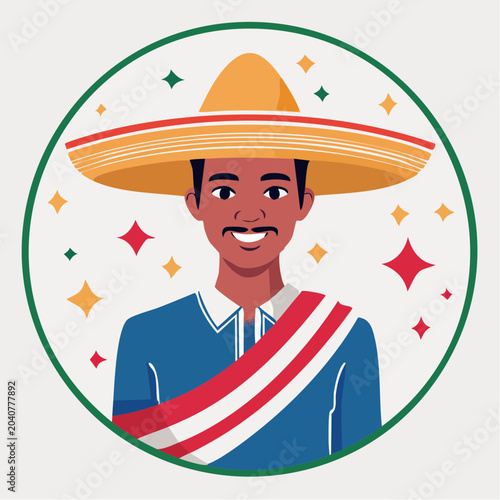 Man in Sombrero with Mexican Sash