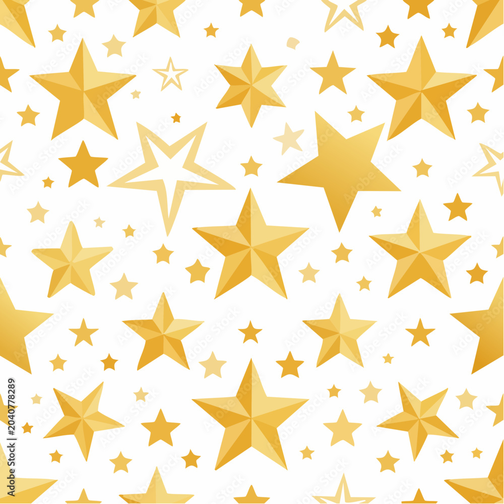Obraz premium Seamless Pattern of Golden Stars on White Background