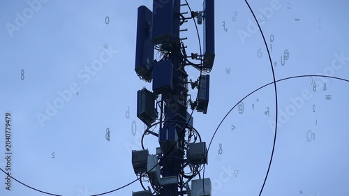 Mobile telecommunication tower mast antenna sending 5G radia signal