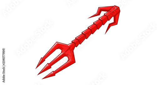 Bild auf Leinwand Red Trident Weapon with Sharp Spikes