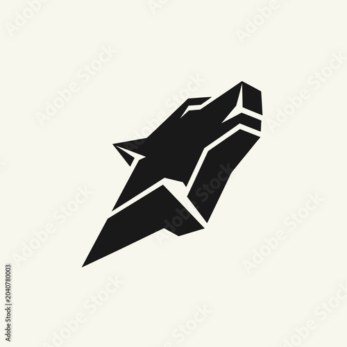 Canvas-taulu Minimalistic black and white silhouette of a wolf's head with geometric design