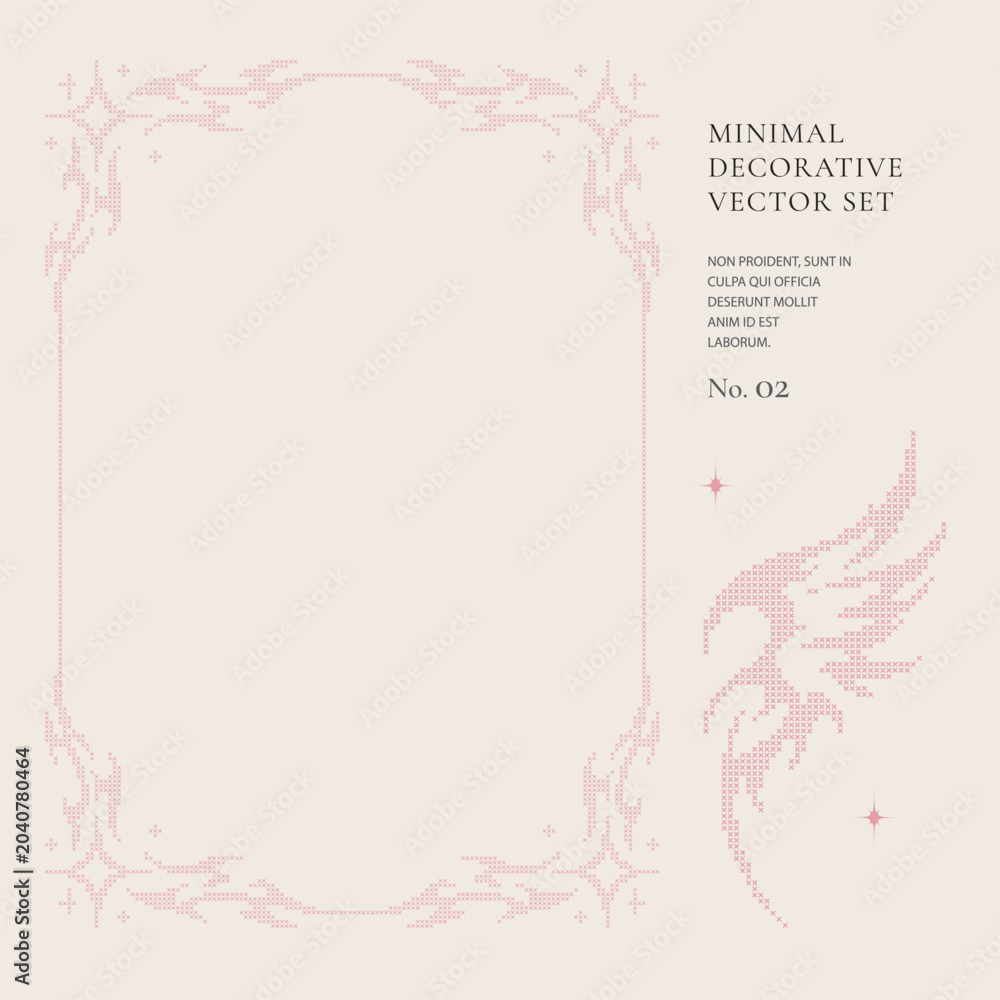 Obraz premium Minimal Y2K Butterfly Vector Posters with Ornamental Pixel Frames and Stars. Trendy Fashion Layout Templates for Branding, Packaging and Editorial Design.