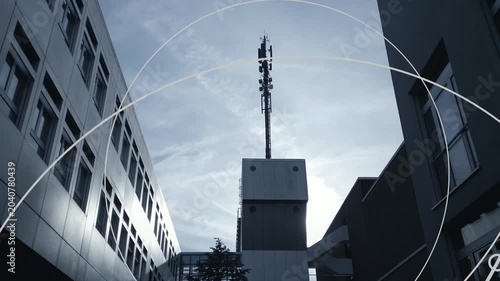 Mobile telecommunication tower mast antenna sending 5G radia signal