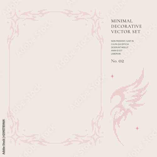 Minimal Y2K Butterfly Vector Posters with Ornamental Pixel Frames and Stars. Trendy Fashion Layout Templates for Branding, Packaging and Editorial Design.