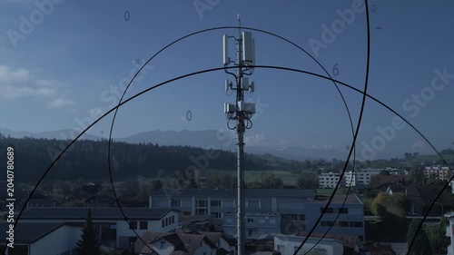 Mobile telecommunication tower mast antenna sending 5G radia signal