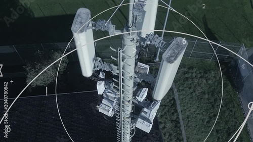 Mobile telecommunication tower mast antenna sending 5G radia signal